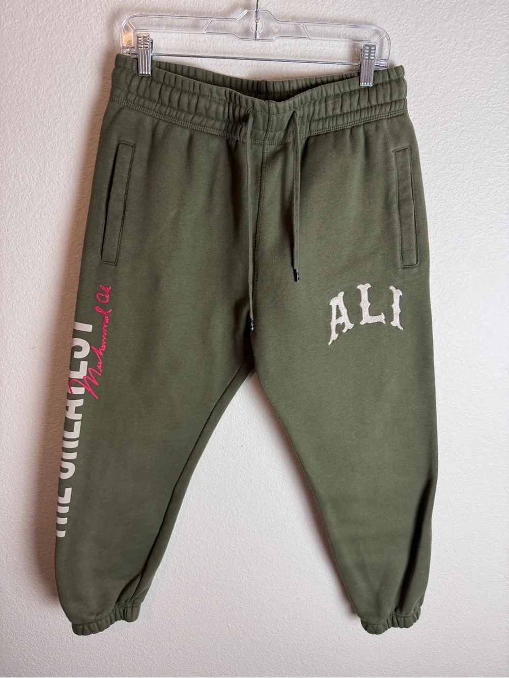 Shoe Palace Muhammad Ali Men’s Army Green Fleece Joggers Size Medium
